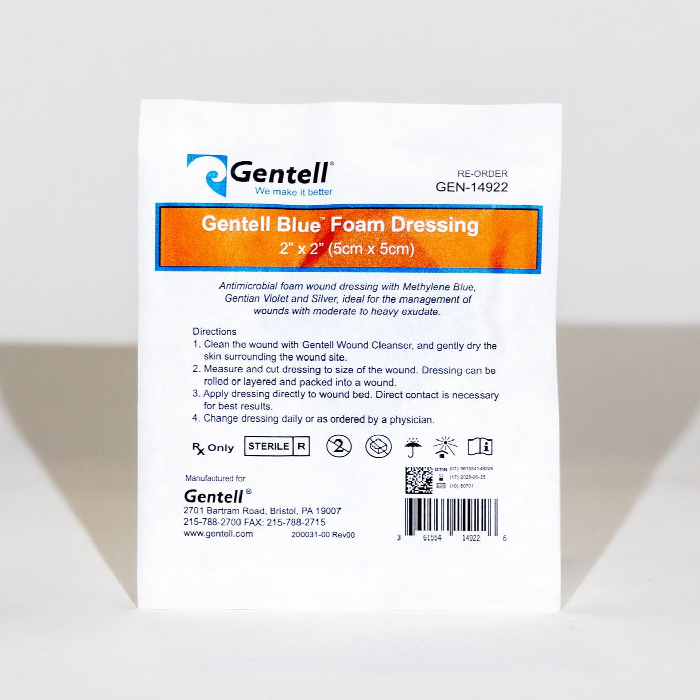 Gentell Blue Foam Dressing