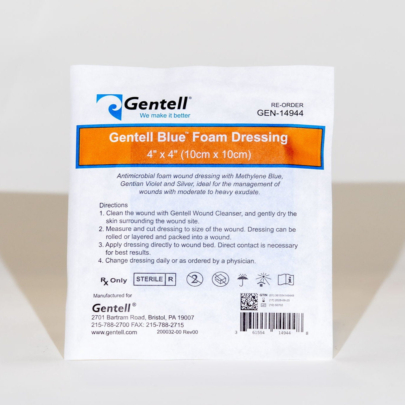 Gentell Blue Foam Dressing